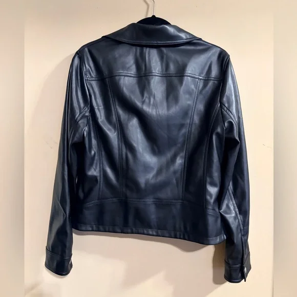 Express Black Faux Leather Moto-Style Jacket NWT Large - Picture 2 of 6